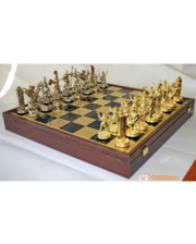  Шахматы 'Троянская война' в деревянном футляре (синие)