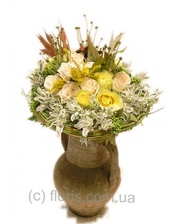 floris Букет из желтых и кремовых роз на каркасе