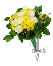 floris Белая роза желтая хризантема микс букет