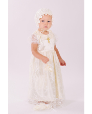 Модный карапуз Комплект крестильный для девочки с гипюром молочный (03-00451-1)