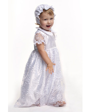 Модный карапуз Комплект крестильный для девочки с гипюром белый (03-00451-0)