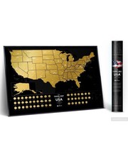 1DEA.me Скретч карта The Travel Map of the USA Black на английском языке + подарок Набор скретч открыток (USAB)