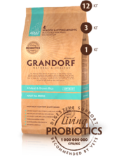 Grandorf 4 Meat & Brown Rice Adult All Breeds 4 вида мяса с бурым рисом и пробиотиками 12 кг (5404009510006)