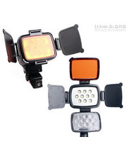 Накамерный свет  LED-5012 Светодиодный накамерный свет для фото/видеокамеры со шторками, 5000K-6000K (3500K/фильтр) + АБ + З/У. фото