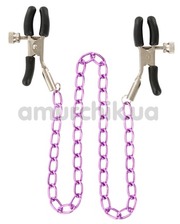Аксессуары для костюмов Joy Toy Зажимы для сосков Nipple Chain, фиолетовые фото
