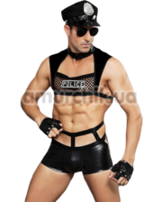  Police 6603 чёрный: топ + трусы + перчатки + очки + наручники