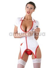 Игровые костюмы Orion Костюм медсестры Cottelli Collection Costumes белый: халатик + трусики-стринги фото