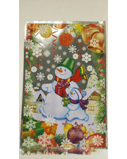  Фольгированный пакет для конфет №2 (20x30) 100 шт. "Снеговик на прогулке"