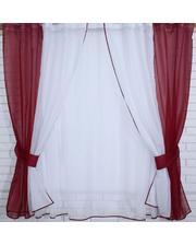 VR-Textil Кухонный комплект тюль и шторки (1,7 м), бордовый с белым,