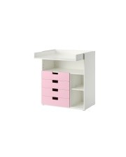 Ikea STUVA, Стол для пеленания, 4 ящика, белый, розовый