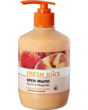 Парфюмированное мыло Fresh Juice Крем-мыло с дозатором. Персик и магнолия с увлажняющим молочком 460 мл фото