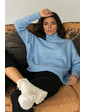  Теплый свитер с манжетами вязки лапша LUREX - голубой цвет, M (есть размеры)