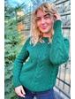  Трендовый свитер с косами фасона oversize  - зеленый цвет, XXL/XXXL (есть размеры)