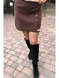  Ассиметричная трикотажная юбка с пуговицами и белой полоской LUREX - коричневый цвет, M (есть размеры)