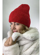  Теплая трикотажная шапка с отворотом LUREX - красный цвет, M (есть размеры)