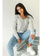  Пуловер оверсайз с красивой вязкой ромб LUREX - св-серый цвет, M (есть размеры)