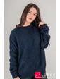  Теплый свитер крупной вязки ромбы LUREX - темно-синий цвет, S (есть размеры)