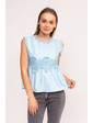  Блузка с гипюровыми вставками LUREX - голубой цвет, S (есть размеры)