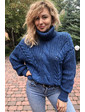  Широкий свитер объемной крупной вязки с косами LUREX - синий цвет, M (есть размеры)
