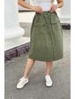  Модная юбка-миди с накладными карманами LUREX - хаки цвет, S (есть размеры)