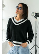  Вязаный пуловер с контрастной отделкой LUREX - черный цвет, M (есть размеры)