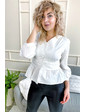  Необычная блуза с акцентированной талией и баской YI MEI SI - белый цвет, M (есть размеры)