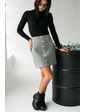  Трикотажная мини-юбка с нарисованными пуговицами и карманами LUREX - серый цвет, S (есть размеры)
