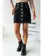  Трикотажная мини-юбка с нарисованными пуговицами и карманами LUREX - черный цвет, S (есть размеры)