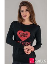 Кофты  Реглан с принтом сердце KISS ME LUREX - черный цвет, S (есть размеры) фото