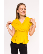 Блузки  Оригинальная блузка с пояском YI MEI SI - желтый цвет, M (есть размеры) фото
