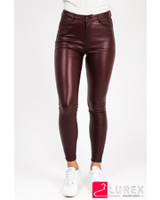 Джинсы, брюки  Бордовые стрейчевые брюки под кожу Eleganth Deluxe - бордо цвет, 36р (есть размеры) фото