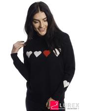 Кофты  Кофта с сердечками на груди и рукавах LUREX - черный цвет, S (есть размеры) фото