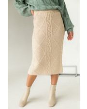 Юбки  Теплая вязаная юбка LUREX - бежевый цвет, S (есть размеры) фото