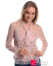  Прозрачная блуза с кружевом - пудра цвет, S/M (есть размеры)