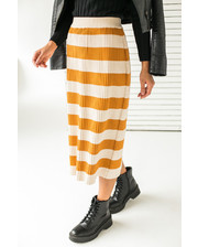 Спідниці  Длинная трикотажная юбка с широкими полосками LUREX - горчичный цвет, S (есть размеры) фото