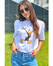 Футболки, рубашки  Популярная футболка с Даффи Дак LUREX - белый цвет, M (есть размеры) фото