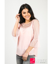 Блузки  Шифоновая блуза с рукавами из фатина - розовый цвет, L (есть размеры) фото