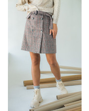 Юбки  Шерстяная юбка на запах с ремешком LUREX - коричневый цвет, M (есть размеры) фото
