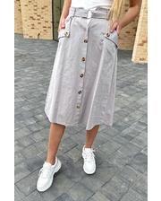 Юбки  Летняя юбка миди с оригинальным поясом LUREX - серый цвет, M (есть размеры) фото