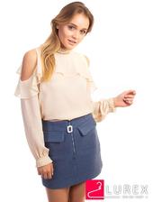 Блузки  Шифоновая блуза с обнаженными плечами - кремовый цвет, S (есть размеры) фото