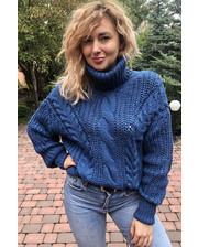Кофты  Широкий свитер объемной крупной вязки с косами LUREX - синий цвет, M (есть размеры) фото