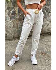 Джинсы, брюки  Актуальные женские штаны с поясом YJX - белый цвет, M (есть размеры) фото
