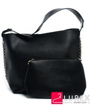 Женская сумка для шоппинга - черная, большая, с косметичкой