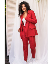 Костюмы  Строгий костюм в полоску с интересный поясом PERRY - красный цвет, L (есть размеры) фото