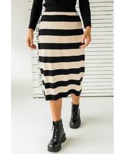 Спідниці  Длинная трикотажная юбка с широкими полосками LUREX - черный цвет, S (есть размеры) фото