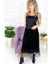 Юбки  Плиссированная юбка миди люрекс Jean Louis Francois - черный цвет, S/M (есть размеры) фото