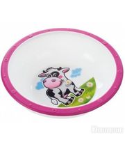 Canpol Тарелка-миска пластиковая с нескользящим дном Корова, с розовым ободком (4/416-5)