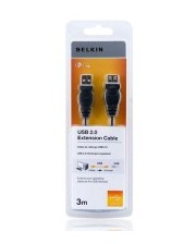 Belkin F3U153CP3M USB 2.0 (AM/ AF) 3м black
